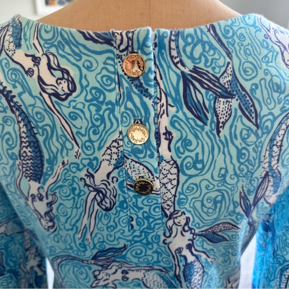 LILLY PULITZER CHARLENE NICE TAIL SPA BLUE MERMAID COTTON STRETCH SHIFT DRESS - Picture 3 of 7